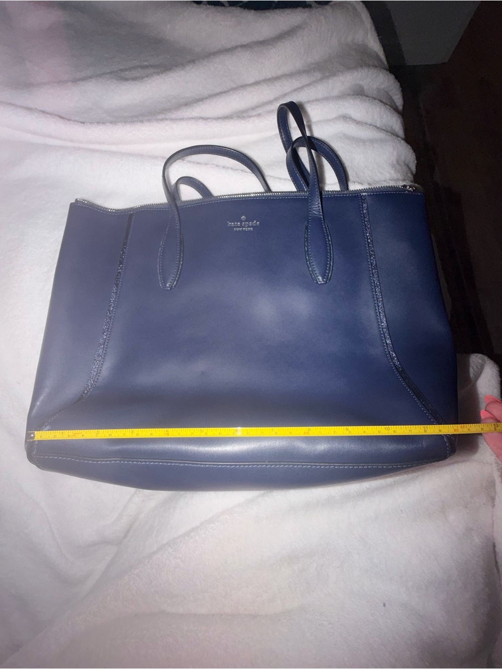 kate spade navy leather shoulder tote - Picture 9 of 9